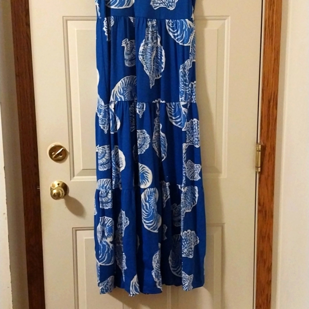 Lilly Pulitzer NWOT Women's XS Sydnee Seashell Print Maxi Dress Blue White - Picture 6 of 9